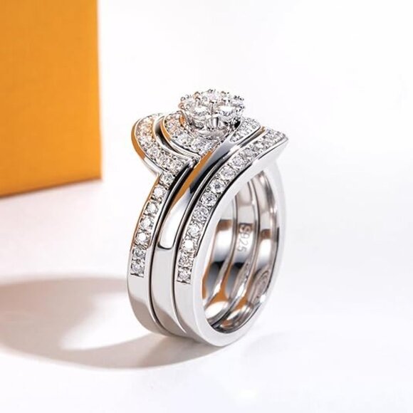 Moissanite Ring 3.7CTTW D Color VVS1 Clarity Round Cut  Flower Cluster Ring - Picture 6 of 6